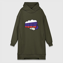 Женское худи-платье Russian Fist, цвет: хаки