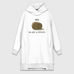 Женское худи-платье Yes, im just a potato, цвет: белый