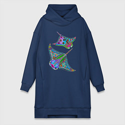 Женская толстовка-платье Скаты с психоделической раскраской