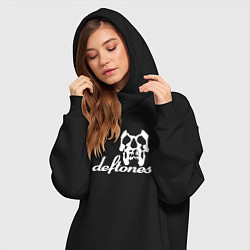 Женское худи-платье Deftones череп, цвет: черный — фото 2