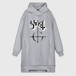 Женское худи-платье Ghost logo, цвет: меланж
