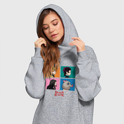 Женское худи-платье Клинок, рассекающий демонов Коллаж, цвет: меланж — фото 2