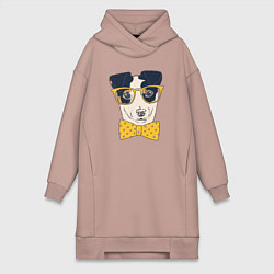 Женское худи-платье Джек-рассел-терьер хипстер, цвет: пыльно-розовый