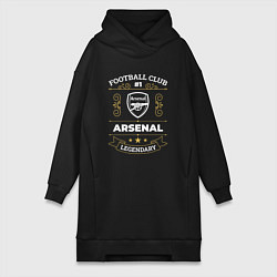 Женское худи-платье Arsenal: Football Club Number 1, цвет: черный