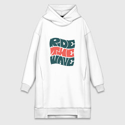 Женское худи-платье Ride The Wave Оседлай Волну, цвет: белый