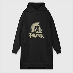 Женское худи-платье Punk Skull, цвет: черный