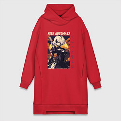 Женское худи-платье NIER: AUTOMATA 2B, цвет: красный