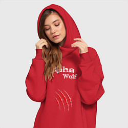Женское худи-платье Alpha Wolf Альфа Волк, цвет: красный — фото 2