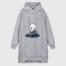 Женское худи-платье Зайчонок обнял клубки The bunny hugged the balls, цвет: меланж