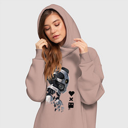 Женское худи-платье Xbot 4000 в профиль с лого, цвет: пыльно-розовый — фото 2