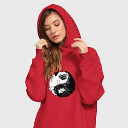 Женское худи-платье Собачий Инь Янь, цвет: красный — фото 2