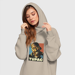 Женское худи-платье Tupac - All Eyez On me, цвет: миндальный — фото 2