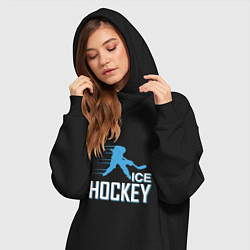 Женское худи-платье Хоккей Силуэт спортсмена, цвет: черный — фото 2