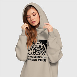 Женское худи-платье Император нуждается в тебе! трафарет, цвет: миндальный — фото 2
