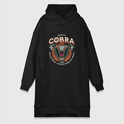 Женское худи-платье Кобра Кай - логотип с Коброй Cobra Kai Logo, цвет: черный