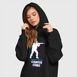 Женское худи-платье Counter Strike в стиле Glitch - Баги Графики, цвет: черный — фото 2