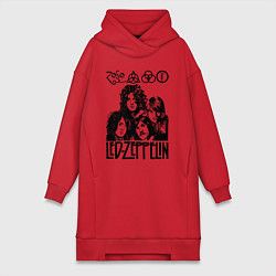 Женское худи-платье Led Zeppelin Black, цвет: красный