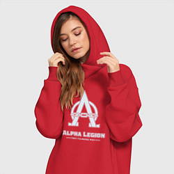 Женское худи-платье Альфа легион винтаж лого, цвет: красный — фото 2
