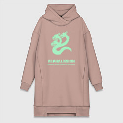 Женское худи-платье Альфа легион винтаж лого гидра, цвет: пыльно-розовый