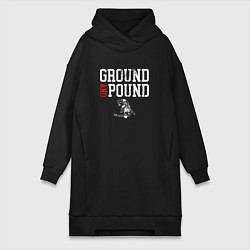 Женское худи-платье Ground And Pound Добивание ММА, цвет: черный