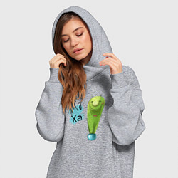 Женское худи-платье Кактус смеется: ха-ха, цвет: меланж — фото 2