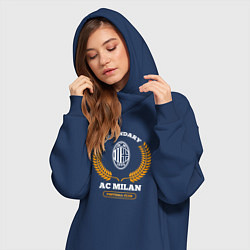 Женское худи-платье Лого AC Milan и надпись legendary football club, цвет: тёмно-синий — фото 2