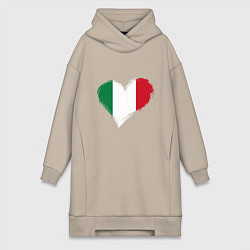 Женское худи-платье Сердце - Италия, цвет: миндальный
