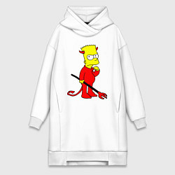 Женское худи-платье Bart Simpson - devil, цвет: белый