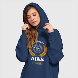 Женское худи-платье Лого Ajax и надпись legendary football club, цвет: тёмно-синий — фото 2