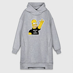 Женское худи-платье Гомер Симпсон - Rock n Roll, цвет: меланж