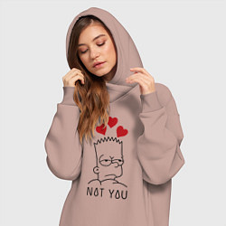 Женское худи-платье Bart Simpson - not you!, цвет: пыльно-розовый — фото 2