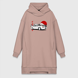 Женское худи-платье Subaru Impreza WRX Sti Retro JDM, цвет: пыльно-розовый
