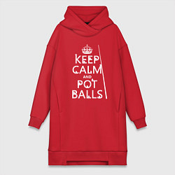 Женское худи-платье Сохраняй спокойствие и гоняй шары, цвет: красный