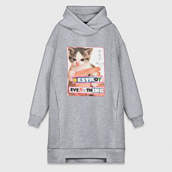 Женское худи-платье Destroy everything kitty, цвет: меланж