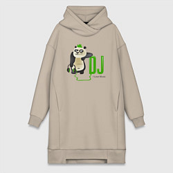 Женское худи-платье DJ панда я люблю музыку, цвет: миндальный