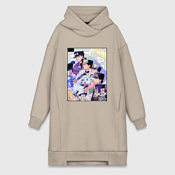 Женское худи-платье Этапы жизни Джотаро- JoJO, цвет: миндальный