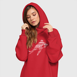 Женское худи-платье Хоккей - на разных языках мира, цвет: красный — фото 2