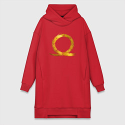 Женское худи-платье Golden logo GoW Ragnarok, цвет: красный
