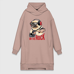 Женское худи-платье Крутой мрпс играет на гитаре, цвет: пыльно-розовый