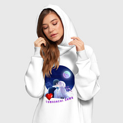 Женское худи-платье Аниме Игра друзей, цвет: белый — фото 2