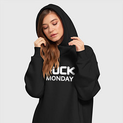 Женское худи-платье Fuck monday, fila, anti-brand, цвет: черный — фото 2