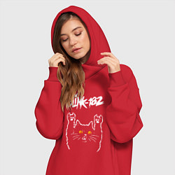 Женское худи-платье Blink 182 rock cat, цвет: красный — фото 2