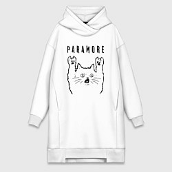 Женское худи-платье Paramore - rock cat, цвет: белый