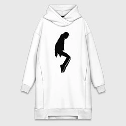 Женское худи-платье Силуэт Майкла Джексона - Minimalism, цвет: белый