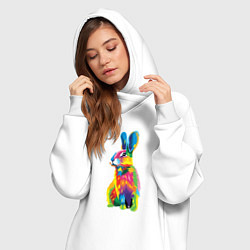 Женское худи-платье Кролик в стиле поп-арт, цвет: белый — фото 2