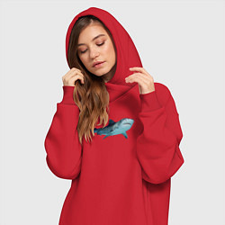 Женское худи-платье Realistic shark, цвет: красный — фото 2