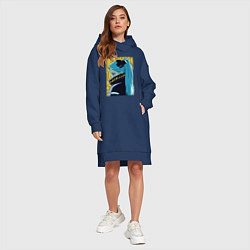 Женское худи-платье Киберпанк Ребекка, цвет: тёмно-синий — фото 2