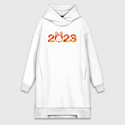 Женское худи-платье Новый год 2023, цвет: белый