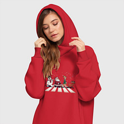 Женское худи-платье Beatles Christmas, цвет: красный — фото 2