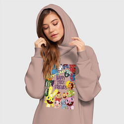 Женское худи-платье Happy three friends - poster, цвет: пыльно-розовый — фото 2